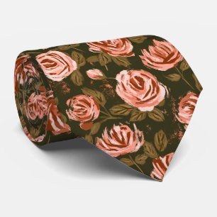 Rose Print Engagement Autumn Wedding Tie