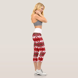 Rose  Print Leggins Capri Leggings