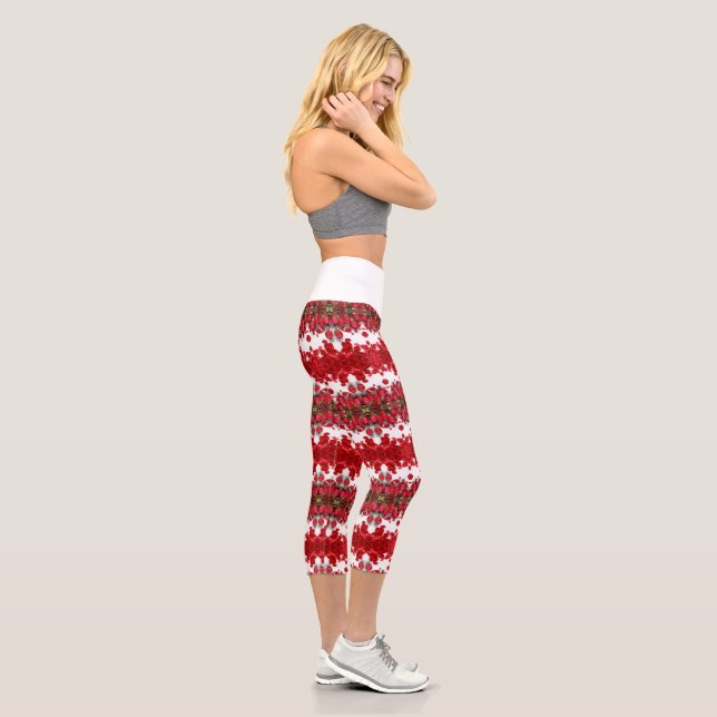 Rose  Print Leggins Capri Leggings (Right)