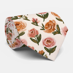 Rose Print Menswear Minimalist Wedding Tie