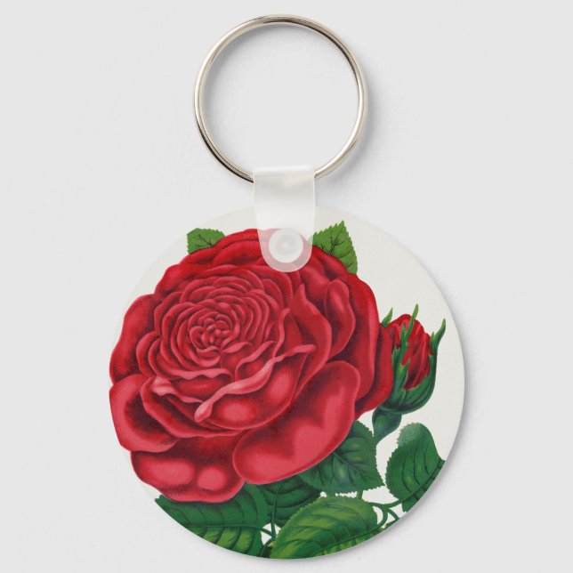 Rose Print Rochester Lithographing and Printing Co Key Ring (Front)