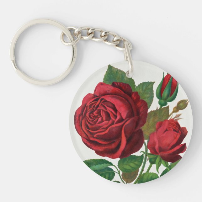 Rose Print Rochester Lithographing and Printing Co Key Ring (Front)
