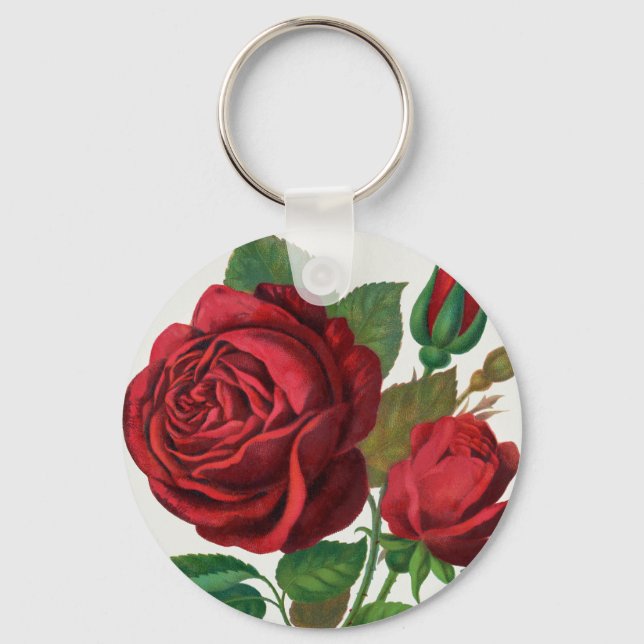 Rose Print Rochester Lithographing and Printing Co Key Ring (Front)