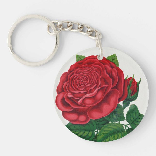 Rose Print Rochester Lithographing and Printing Co Key Ring (Front)