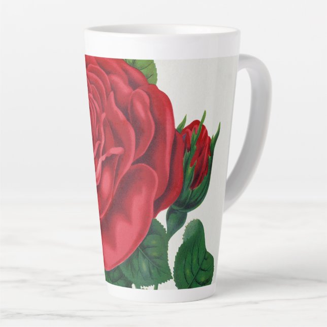 Rose Print Rochester Lithographing and Printing Co Latte Mug (Right Angle)