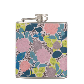 Rose Print Vinyl wrapped flask