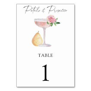 Rose Prosecco - wedding table number