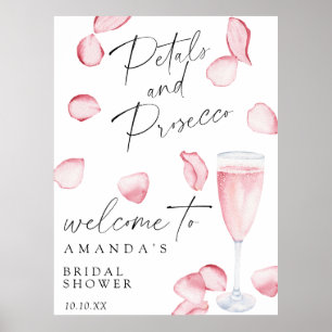 Rose prosecco welcome bridal shower party poster