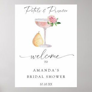 Rose prosecco welcome bridal shower party poster