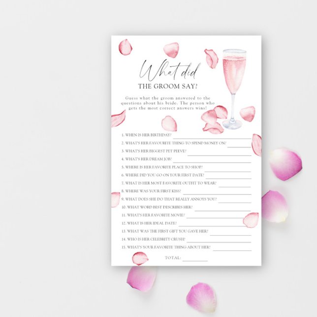 Rose Prosecco - What did the groom say bridal game (Creator Uploaded)
