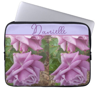 Rose Purple Flower floral Girls Name Birthday Laptop Sleeve