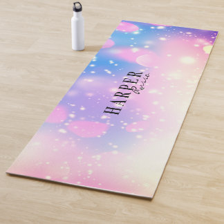 Rose Purple Glitter Custom Name Yoga Mat