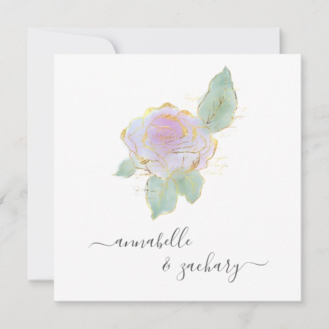 *~* ROSE QR RSVP Gold Glitter AR12 Wedding  Invita Invitation (Front)