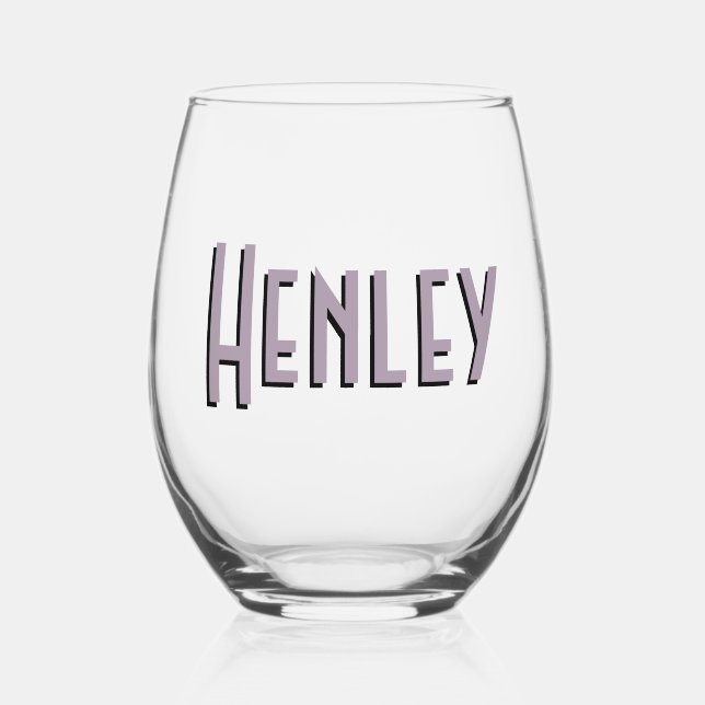 Rose Quartz 3D Minimalist Modern Name  Stemless Wine Glass (Front)