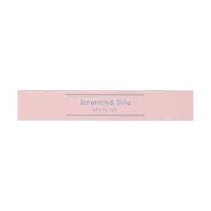 Rose Quartz and Blue, Elegant Personalised Wedding Invitation Belly Band