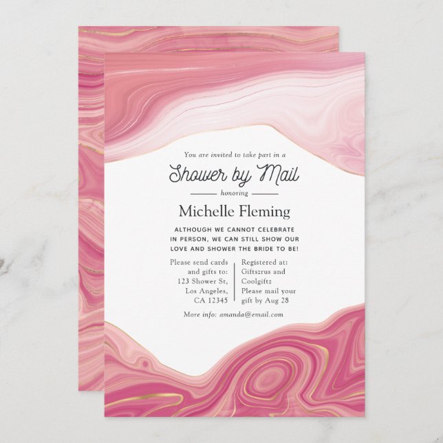Rose Quartz and Blush Strata Shower by Mail Invitation (Front/Back)
