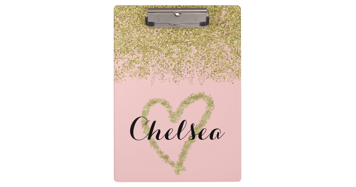 Rose Quartz And Gold Glitter Cascade Clipboard Zazzle Co Uk