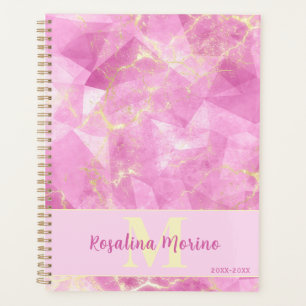 Rose Quartz and Gold Personalised Monogram Planner