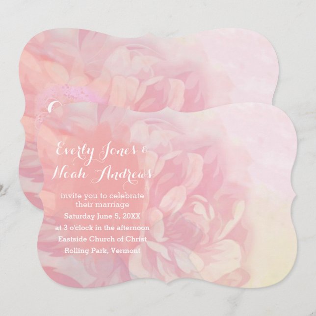 Rose Quartz and Lavender Watercolor Wedding Invitation (Front/Back)