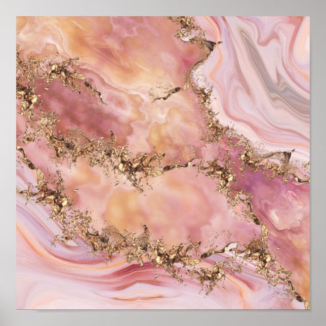 Rose quartz and pastel pink marble poster (Front)