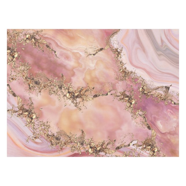Rose quartz and pastel pink marble tablecloth (Front (Horizontal))