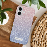 Rose Quartz and Serenity Ombre Geometric Pattern iPhone 16 Case<br><div class="desc">Our chic case features Rose Quartz pink and Serenity lavender blue,  the 2016 colours of the year,  in a soft ombre gradient that sets off a geometric triangle line pattern in white. Personalise with a name or monogram,  or simply delete the white box and sample name if not personalising.</div>