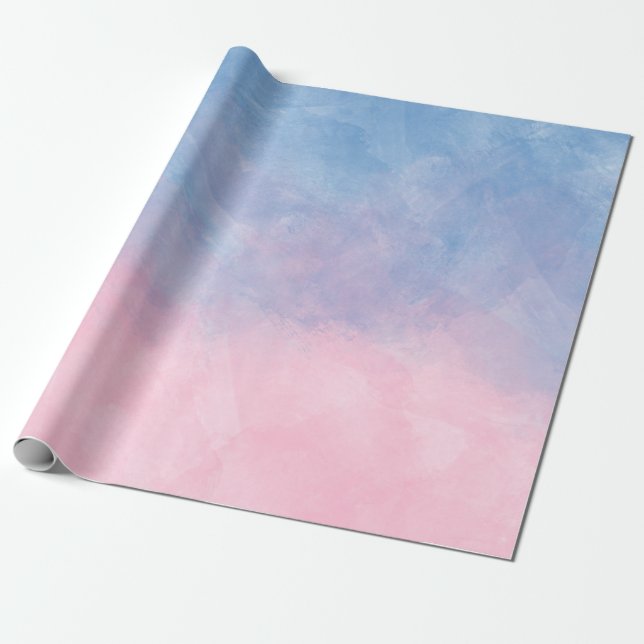 Rose Quartz and Serenity Watercolor Wrapping Pape Wrapping Paper (Unrolled)