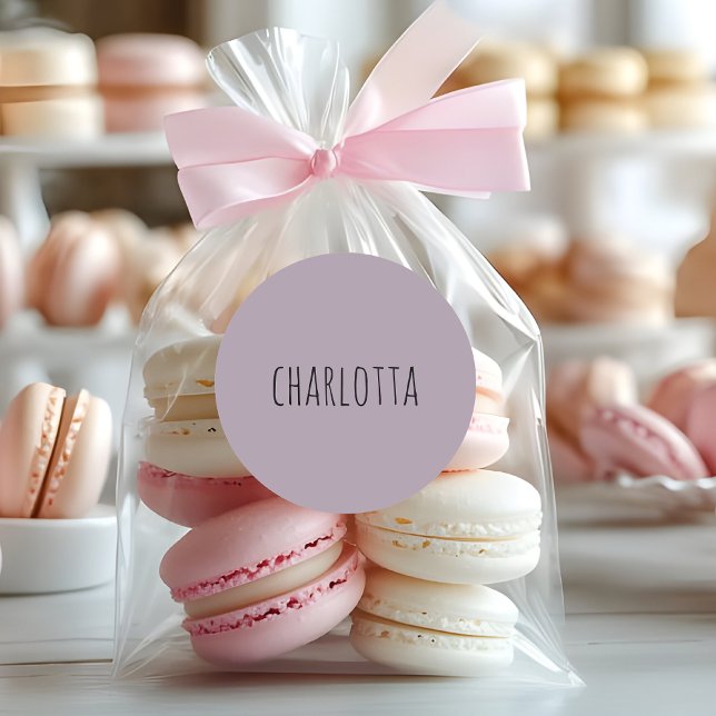 Rose Quartz | Black Personalised Name  Classic Round Sticker (Creator Uploaded)