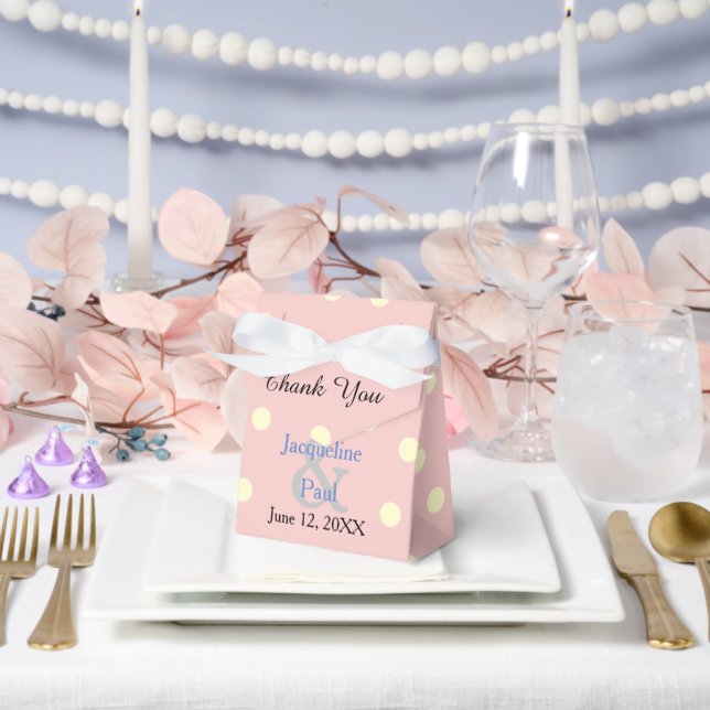 Rose Quartz Blue Cream Polka Dots Wedding Favour Box (Wedding)