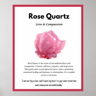Rose Quartz Crystal Meaning Card Poster