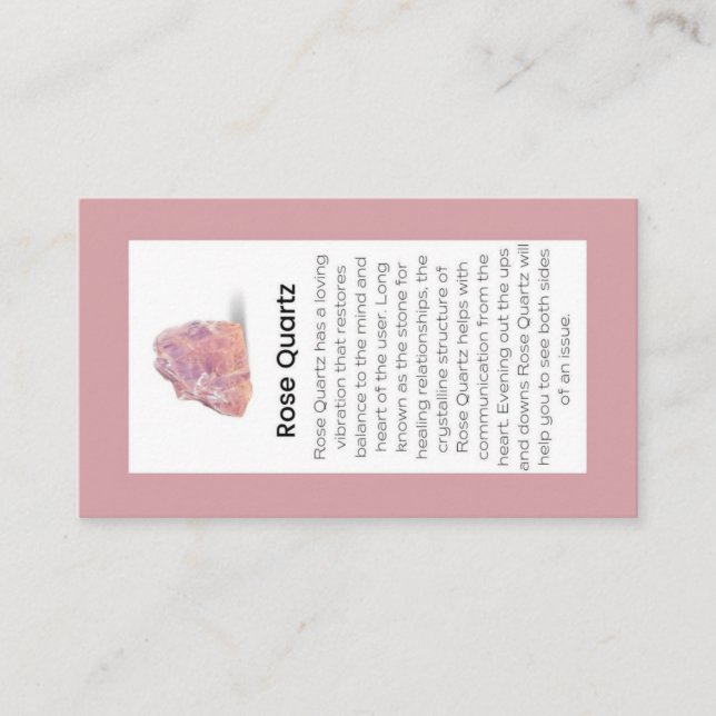 Rose Quartz Crystal Meaning Jewellery Display Card (Front)