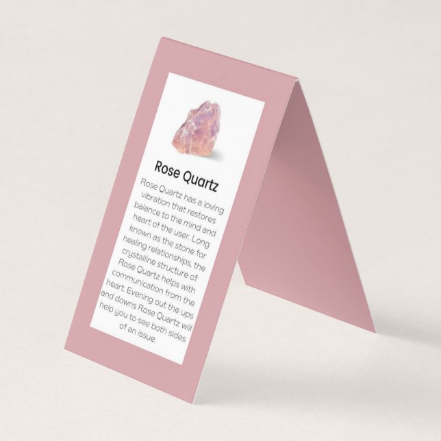 Rose Quartz Crystal Meaning Jewellery Display Card (Front)