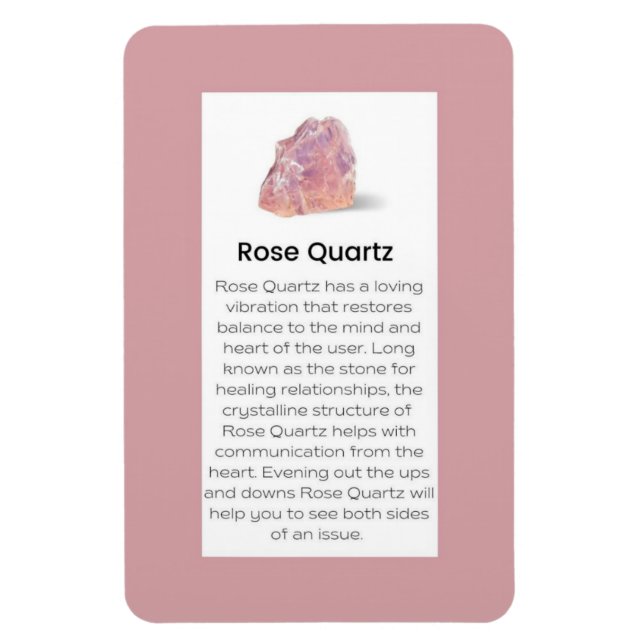 Rose Quartz Crystal Meaning Jewellery Display Sign Magnet (Vertical)
