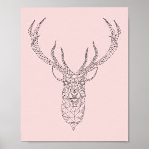 Rose Quartz Deer Geometric Poster -customise colou