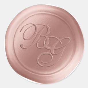 Rose Quartz Double Monogram Wax Seal Stickers