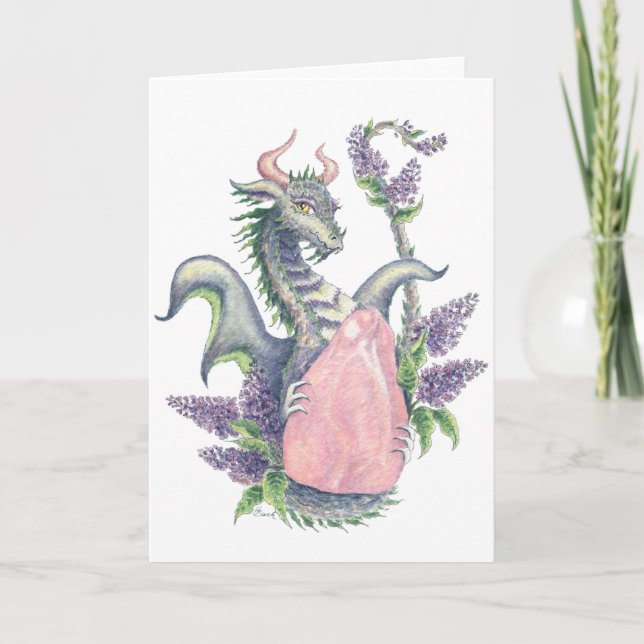 Rose Quartz Dragon - Greeting Card (Front)