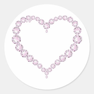 Rose Quartz Gem Heart Classic Round Sticker