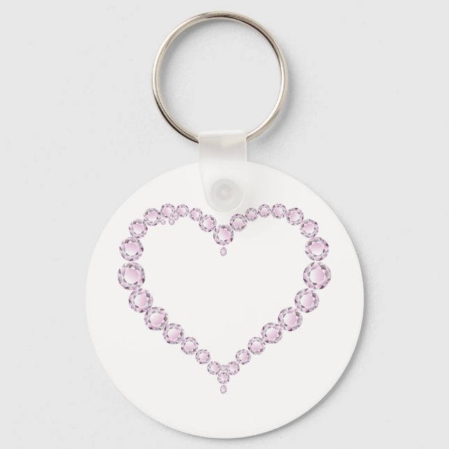 Rose Quartz Gem Heart Key Ring (Front)