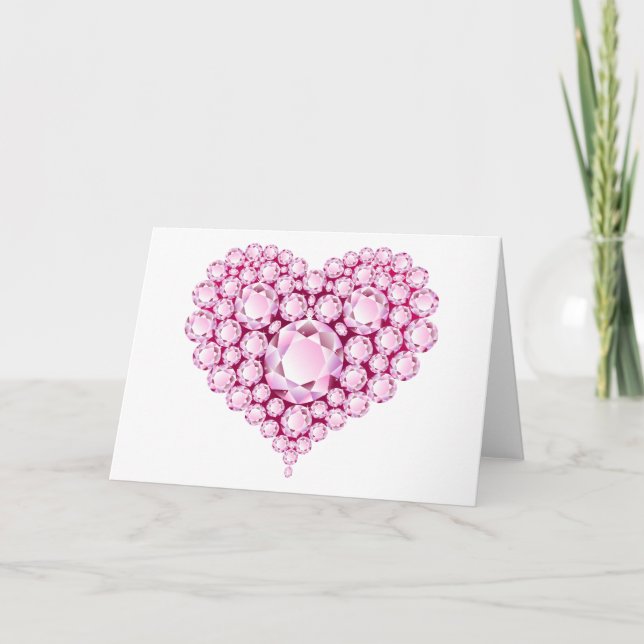 Rose Quartz Heart Gems Holiday Card (Front)