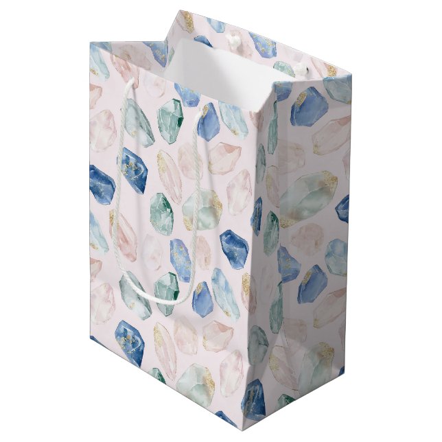 Rose Quartz Lapis Lazuli Crystals Birthday Medium Gift Bag (Front Angled)
