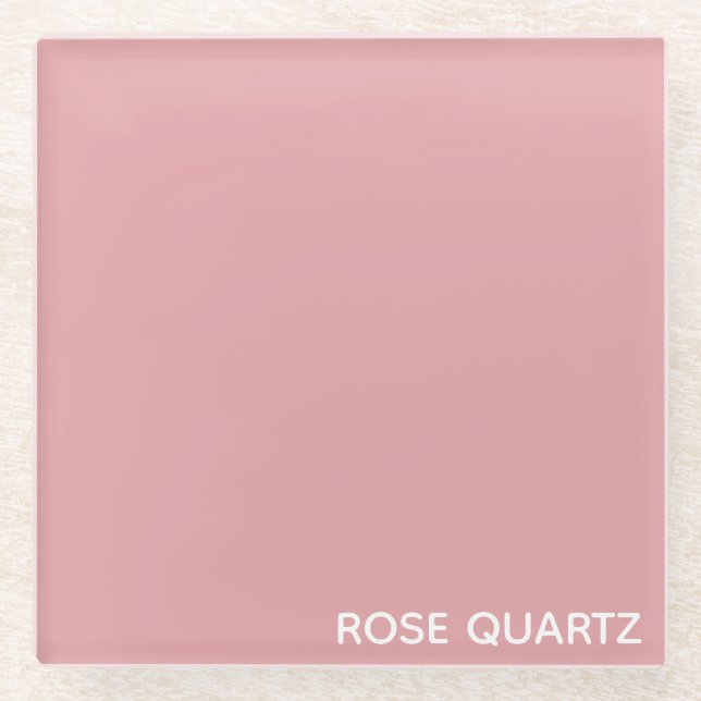Rose Quartz pink colour name Glass Coaster (Front)