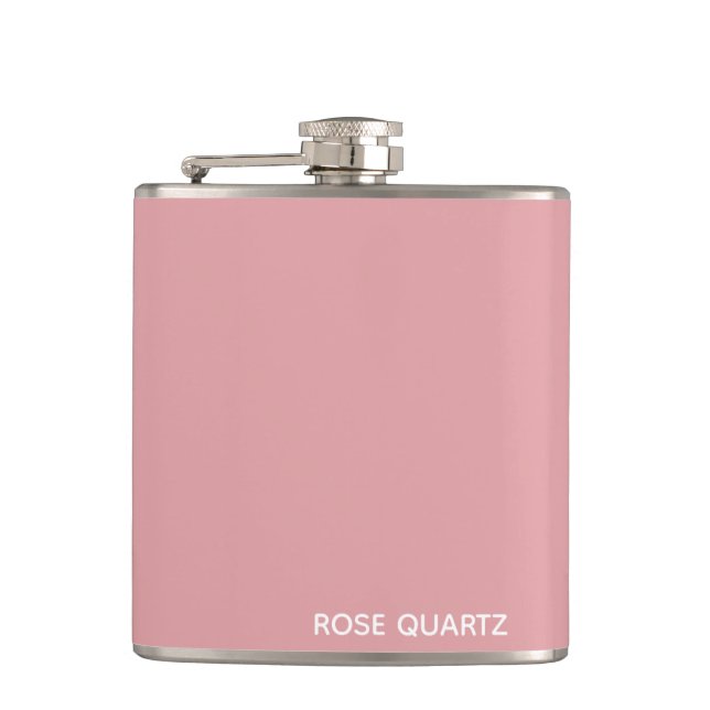 Rose Quartz pink colour name Hip Flask (Front)