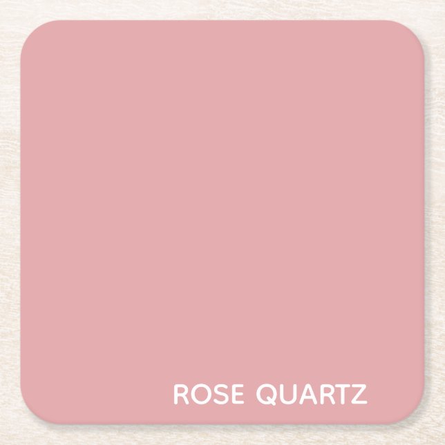 Rose Quartz pink colour name Square Paper Coaster (Front)