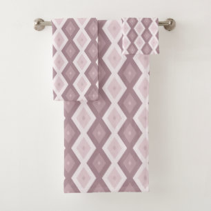 Rose quartz pink diamond pattern bath towel set