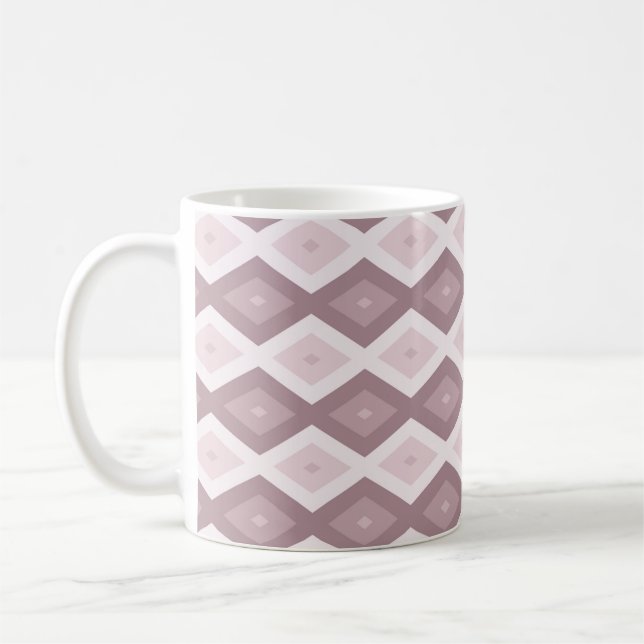 Rose quartz pink diamond pattern coffee mug (Left)
