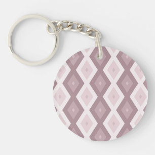 Rose quartz pink diamond pattern key ring
