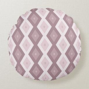 Rose quartz pink diamond pattern round cushion