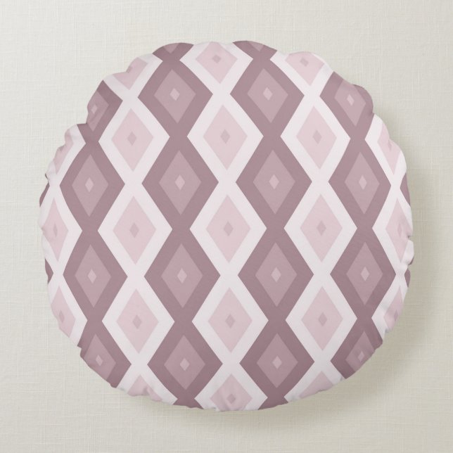 Rose quartz pink diamond pattern round cushion (Front)