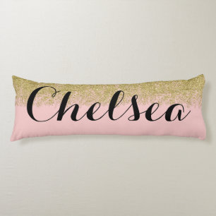 Rose Quartz-Pink Glitter Name Pillow