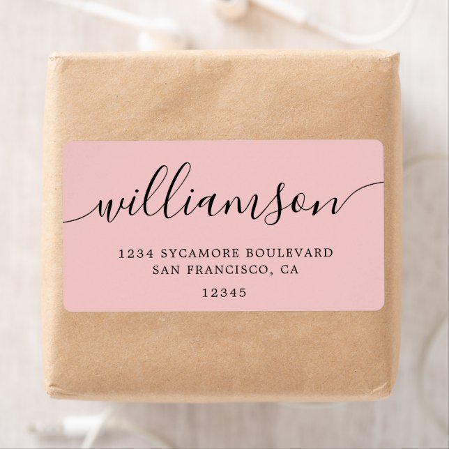 Rose Quartz Pink Script Family Return Address  (Insitu)